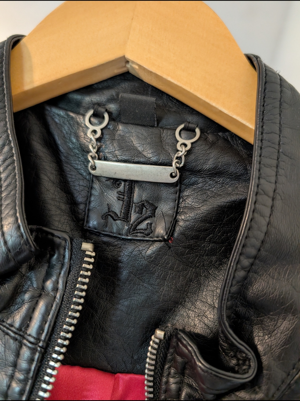 Black Faux Leather Women’s Motorcycle Jacket with Pink Lining Size XL - Picture 4 of 8